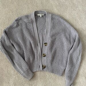 Madewell 100% Cotton Lilac Cropped Cardigan Sweater